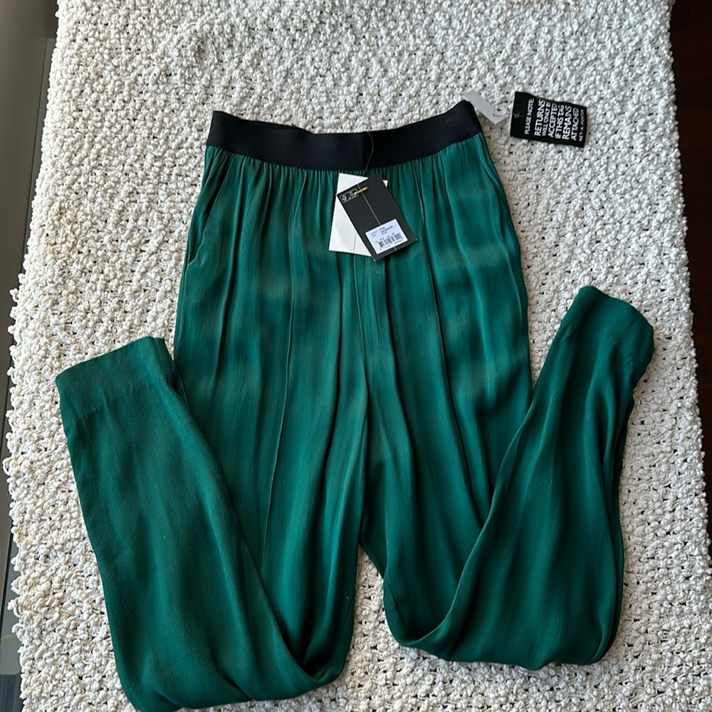 Malene Birger satin trousers emerald